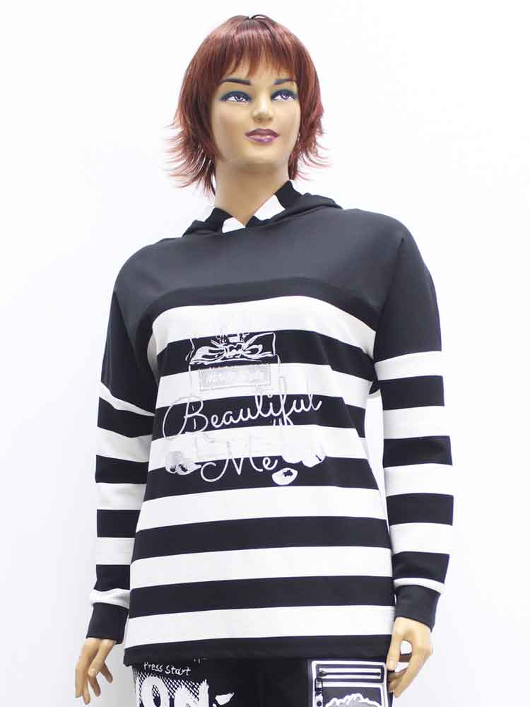 Блуза женская спортивная (худи) трикотажная с капюшоном большого размера. Магазин «Пышая Дама», Харьков.